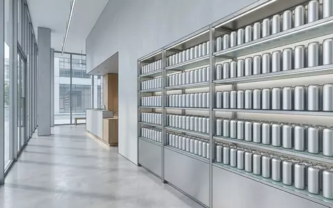 Architektur-Render im Getränkemarkt mit Energydrink zum Thema Celsius Energy Drink, ISIN US15118V2079, neutrales Tageslicht - Foto: THN