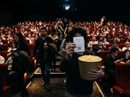 Fotorealistische Aufnahme von Kinobesuch im Kino zum Thema Cinemark Tickets, ISIN US1729674242, natuerliches Licht - Foto: THN