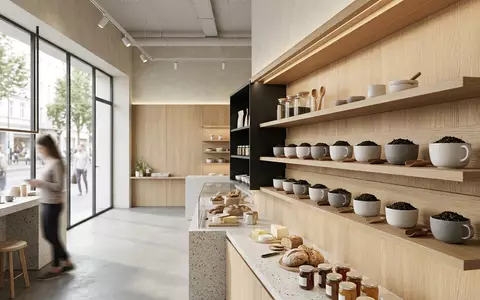 Architektur-Render im Teefachgeschäft mit Schwarztee zum Thema Twinings Tee, ISIN GB0006731235, neutrales Tageslicht - Foto: THN