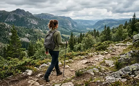 Fotorealistische Aufnahme von Fleecejacke beim Wandern zum Thema Columbia Fleecejacke, ISIN US1985161066, natuerliches Licht - Foto: THN