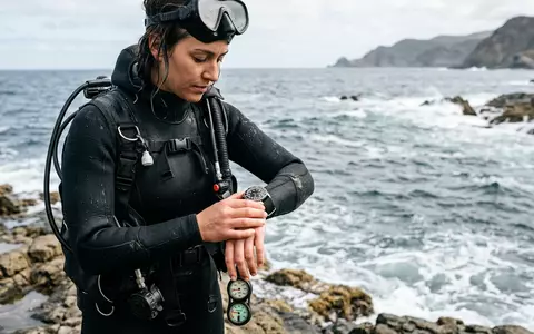 Fotorealistische Aufnahme von Taucheruhr beim Tauchen zum Thema Citizen Promaster, ISIN JP3352400000, natuerliches Licht - Foto: THN