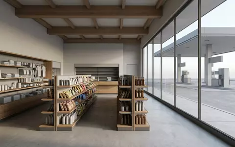 Architektur-Render im Tankstelle mit Tankstellenanlage zum Thema Aral Tankstelle, ISIN GB0007980591, neutrales Tageslicht - Foto: THN