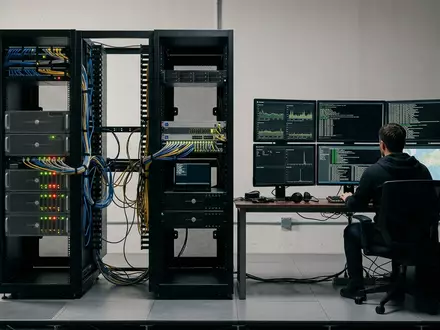 Fotorealistische Studioaufnahme von Netzwerksicherheit zum Thema Norton, ISIN US11135F1012, klare Lichtfuehrung, sachlich dargestellt - Foto: THN
