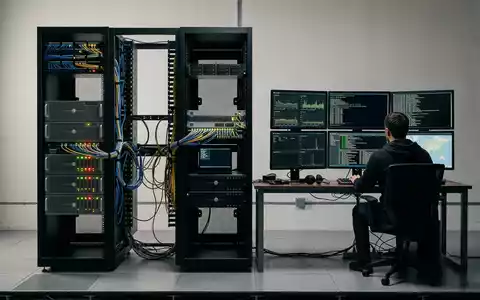 Fotorealistische Studioaufnahme von Netzwerksicherheit zum Thema Norton, ISIN US11135F1012, klare Lichtfuehrung, sachlich dargestellt - Foto: THN