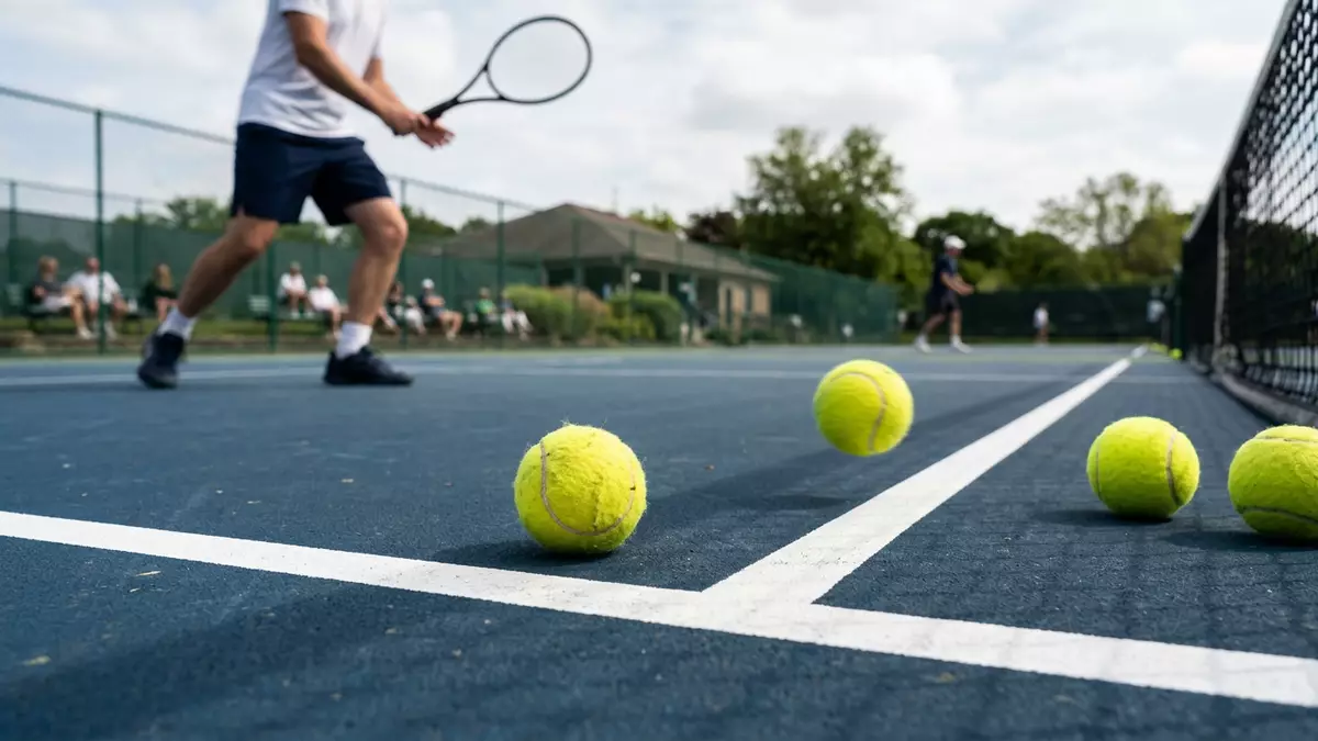 Fotorealistische Ansicht von Tennisbälle auf dem Tennisplatz in realer Umgebung