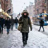 Fotorealistische Aufnahme von Winterparka bei Kälte zum Thema Canada Goose Parka, ISIN CA1350871028, natuerliches Licht - Foto: THN