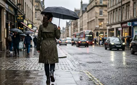 Fotorealistische Aufnahme von Trenchcoat bei Regenwetter zum Thema Burberry Trenchcoat, ISIN GB0031743007, natuerliches Licht - Foto: THN
