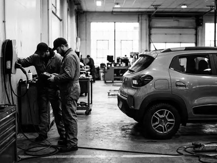 Schwarzweiss-Reportage mit Elektro-SUV zum Thema BYD Atto 3, ISIN CN0005855325, hoher Kontrast - Foto: THN