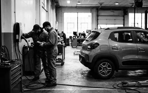 Schwarzweiss-Reportage mit Elektro-SUV zum Thema BYD Atto 3, ISIN CN0005855325, hoher Kontrast - Foto: THN