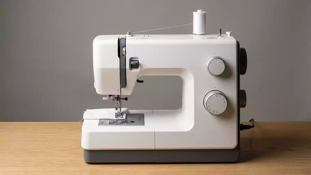 Fotorealistische Studioansicht von Nähmaschine in neutraler Produktdarstellung