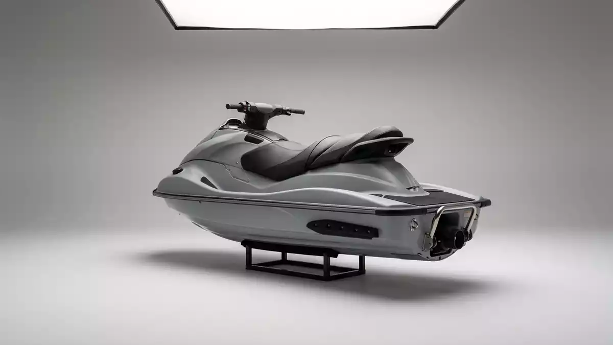 Fotorealistische Studioansicht von Wassermotorrad in neutraler Produktdarstellung