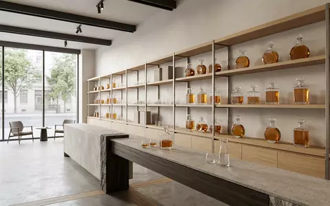 Architektur-Render im Spirituosenfachhandel mit Whiskey zum Thema Jack Daniel's Whiskey, ISIN US1156372096, neutrales Tageslicht - Foto: THN