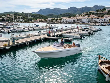 Fotorealistische Aufnahme von Motorboot auf dem Wasser zum Thema Sea Ray Boot, ISIN US1170431092 - Foto: THN