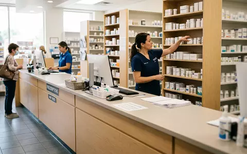 Fotorealistische Aufnahme von Apotheke in der Apotheke zum Thema CVS Pharmacy, ISIN US1266501006, natuerliches Licht - Foto: THN