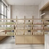 Architektur-Render im Lebensmittelhandel mit Trinkjoghurt zum Thema Actimel, ISIN FR0000120644, neutrales Tageslicht - Foto: THN