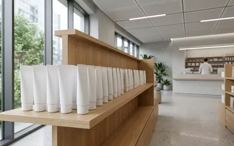 Architektur-Render im Apotheke mit Schmerzgel zum Thema Voltaren, ISIN GB0009252882, neutrales Tageslicht - Foto: THN