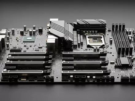 Fotorealistische Studioaufnahme von Computer-Mainboard zum Thema Gigabyte Aorus Mainboard, ISIN TW0002376004, klare Lichtfuehrung - Foto: THN