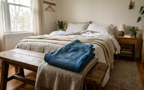 Fotorealistische Aufnahme von Jeanshose im Alltag zum Thema Levi's 501 Jeans, ISIN US52736R1023, natuerliches Licht - Foto: THN