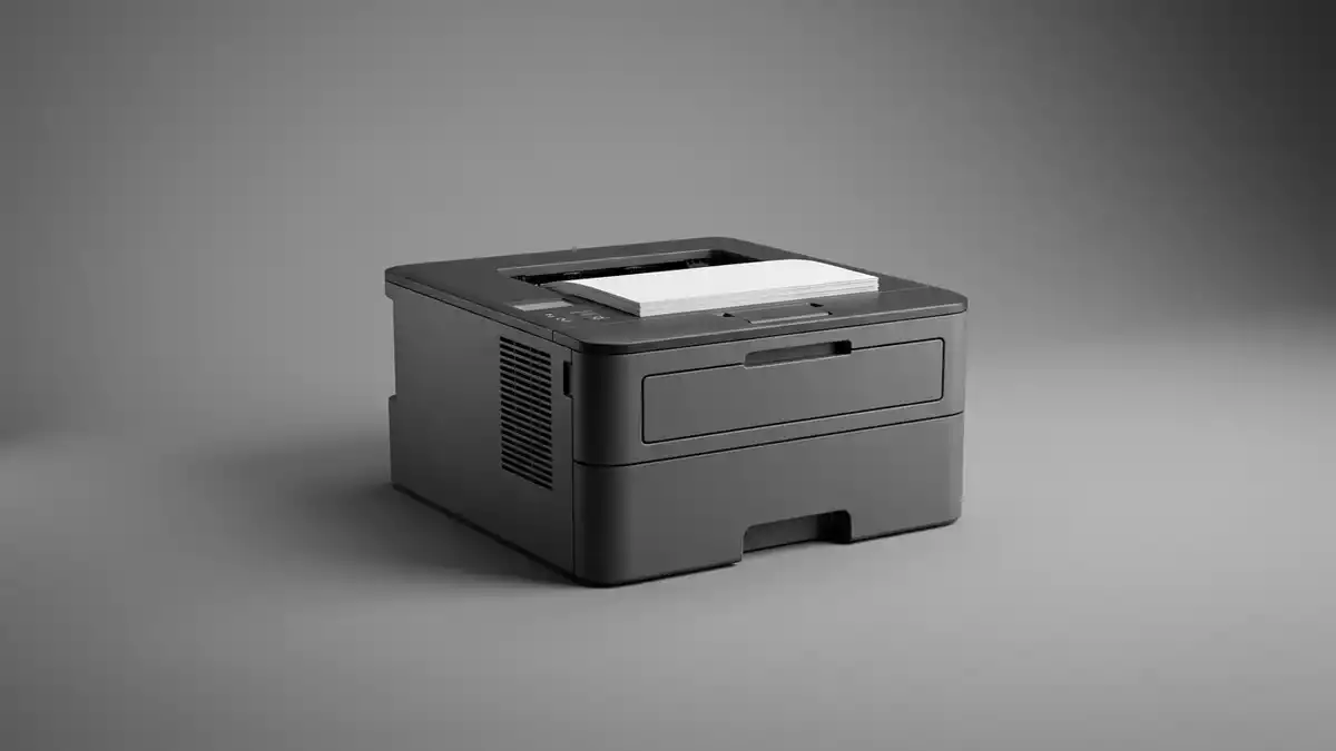 Fotorealistische Studioansicht von Bürodrucker in neutraler Produktdarstellung