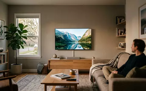 Fotorealistische Aufnahme von Fernsehgerät im Wohnzimmer zum Thema LG OLED TV, ISIN KR7066570003, natuerliches Licht - Foto: THN