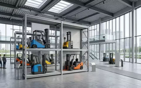 Architektur-Render im Industriehandel mit Gabelstapler zum Thema Linde Gabelstapler, ISIN DE000KGX8881, neutrales Tageslicht - Foto: THN