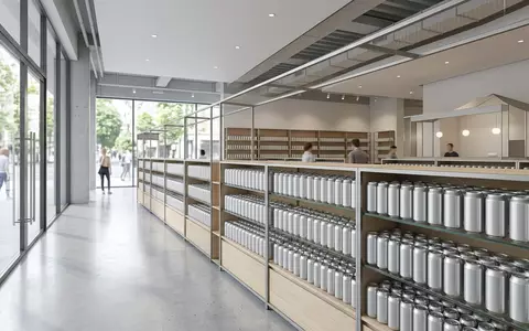 Architektur-Render im Getränkemarkt mit Erfrischungsgetränk zum Thema Dr Pepper, ISIN US49271V1008, neutrales Tageslicht - Foto: THN