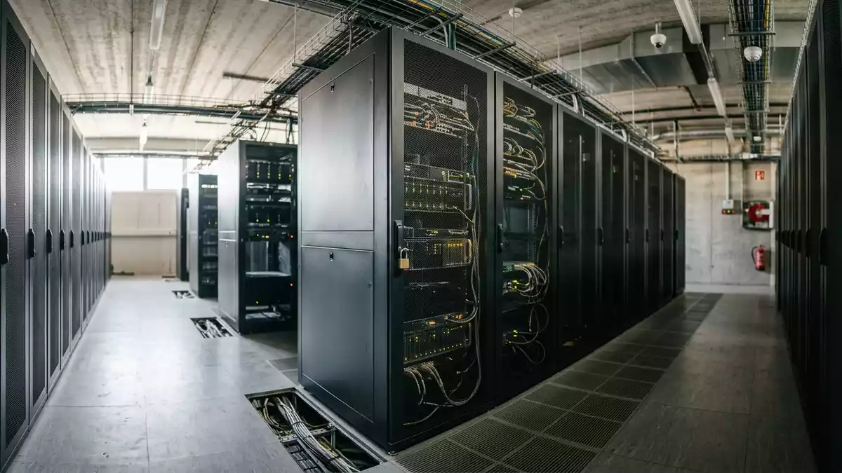 Fotorealistische Ansicht von Serverschrank im Serverraum in realer Umgebung, neutral