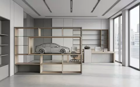 Architektur-Render im Mietwagenbüro mit Mietwagen zum Thema Hertz Mietwagen, ISIN US42809H1077, neutrales Tageslicht - Foto: THN