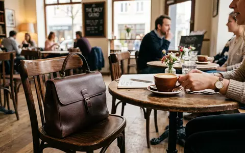 Fotorealistische Aufnahme von Lederhandtasche im Alltag zum Thema Hermès Birkin Bag, ISIN FR0000052292, natuerliches Licht - Foto: THN