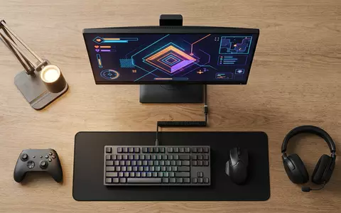 Flatlay-Arrangement rund um Gaming-PC zum Thema The Sims 4, ISIN US2855121099, weiches Oberlicht - Foto: THN