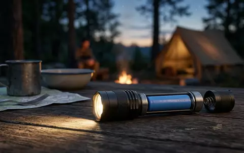 Fotorealistische Aufnahme von Lithiumbatterie beim Camping zum Thema Energizer Ultimate Lithium, ISIN US29272W1099, natuerliches Licht - Foto: THN