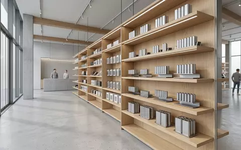 Architektur-Render im Elektronik-Fachmarkt mit Lithiumbatterie zum Thema Energizer Ultimate Lithium, ISIN US29272W1099, neutrales Tageslicht - Foto: THN