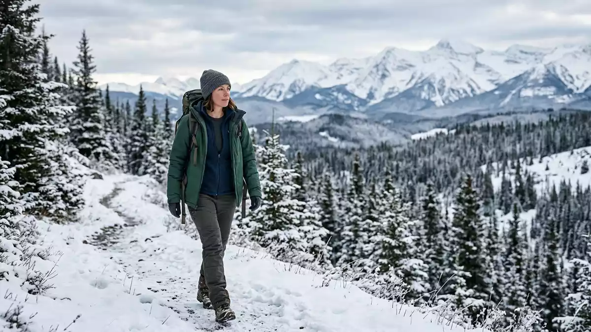 Fotorealistische Ansicht von Thermounterhemd bei Kälte in realer Umgebung, neutral