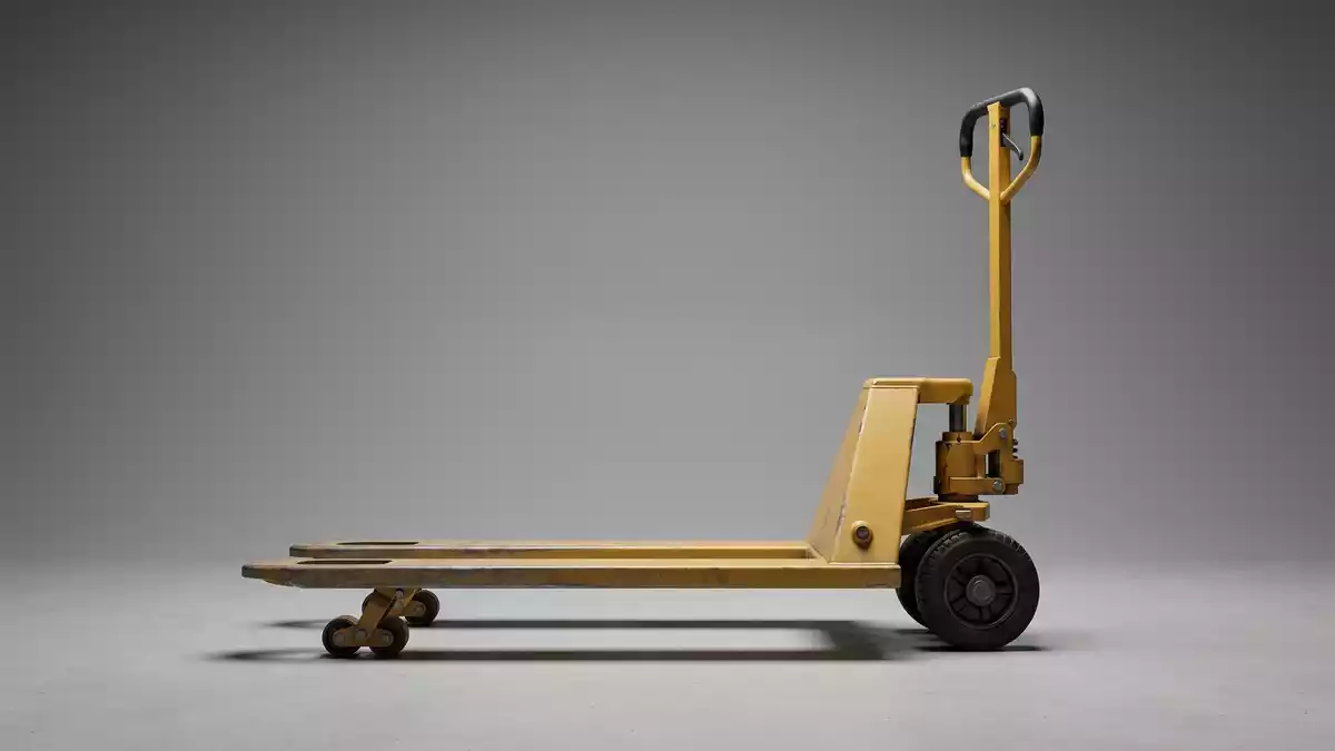 Fotorealistische Studioansicht von Hubwagen in neutraler Produktdarstellung, neutral