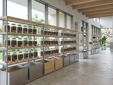 Architektur-Render im Gartenfachhandel mit Gartendünger zum Thema K+S Dünger, ISIN DE000KSAG888, neutrales Tageslicht - Foto: THN