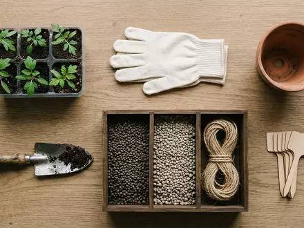 Flatlay-Arrangement rund um Gartendünger zum Thema K+S Dünger, ISIN DE000KSAG888, weiches Oberlicht - Foto: THN