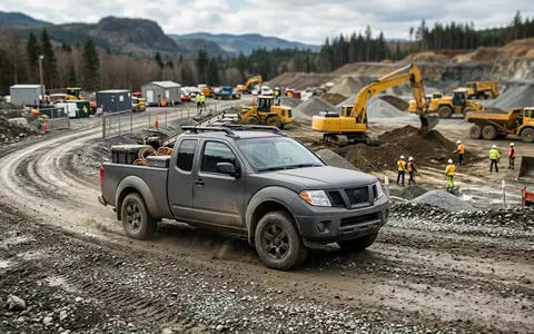 Fotorealistische Aufnahme von Pick-up auf der Baustelle zum Thema Isuzu D-Max, ISIN JP3143600009, natuerliches Licht - Foto: THN