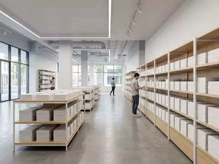 Architektur-Render im Bürofachhandel mit Kopierpapier zum Thema HP Papier, ISIN US4601461035, neutrales Tageslicht - Foto: THN