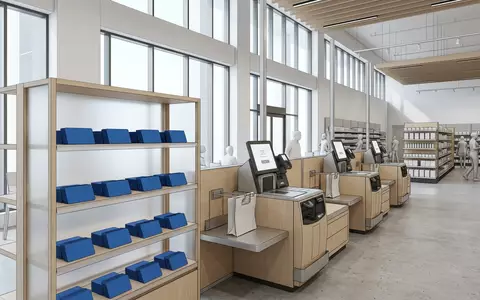 Architektur-Render im Supermarkt mit Kundenkarte zum Thema Albert Heijn Bonuskaart, ISIN NL0011794037, neutrales Tageslicht - Foto: THN