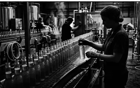 Schwarzweiss-Reportage mit Lagerbier zum Thema Heineken Bier, ISIN NL0000009165, hoher Kontrast, sachlich dargestellt - Foto: THN