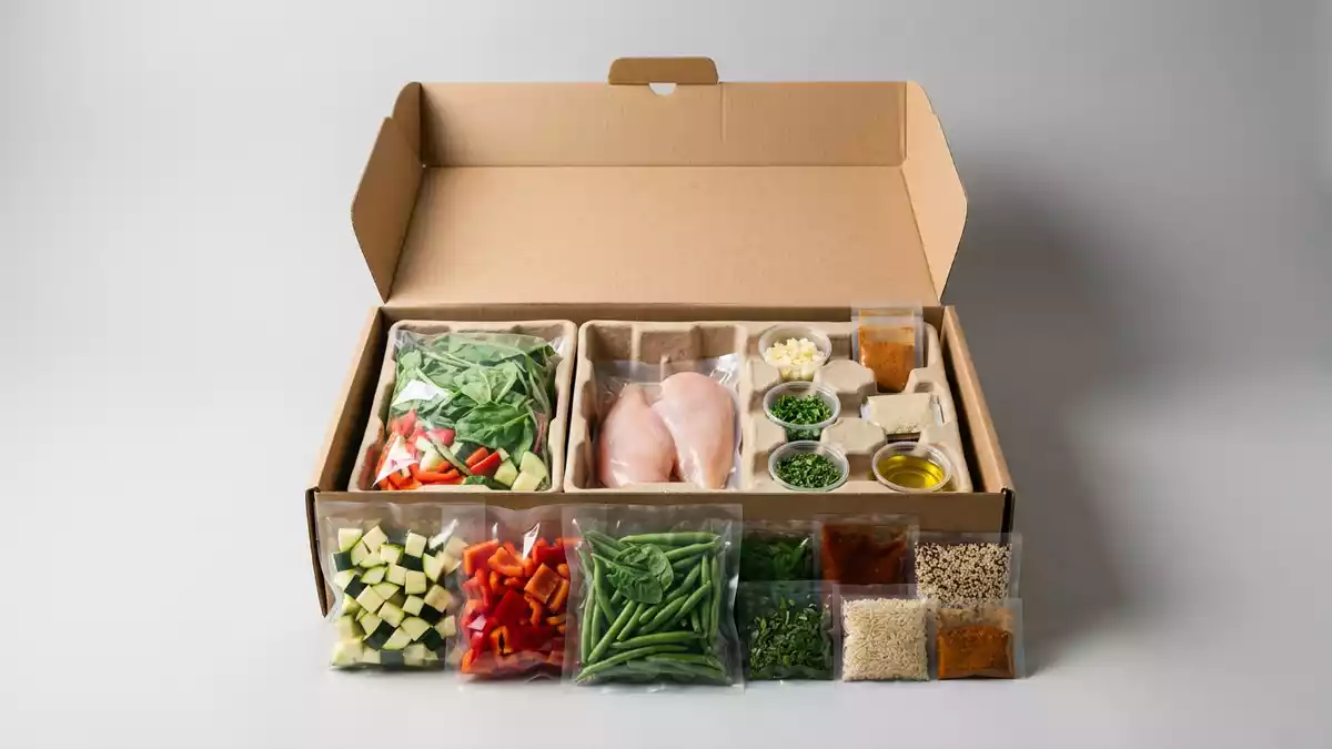 Fotorealistische Studioansicht von Kochbox in neutraler Produktdarstellung, neutral