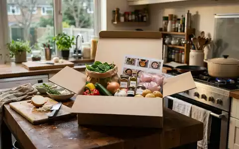 Fotorealistische Aufnahme von Kochbox in der Küche zum Thema HelloFresh Kochbox, ISIN DE000HF25536, natuerliches Licht - Foto: THN