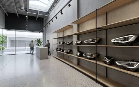 Architektur-Render im Autoteilehandel mit Autoscheinwerfer zum Thema Hella Scheinwerfer, ISIN DE000A13SX22, neutrales Tageslicht - Foto: THN