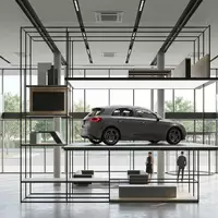 Architektur-Render im Autohaus mit Kompaktwagen zum Thema Honda Civic, ISIN JP3854600008, neutrales Tageslicht - Foto: THN