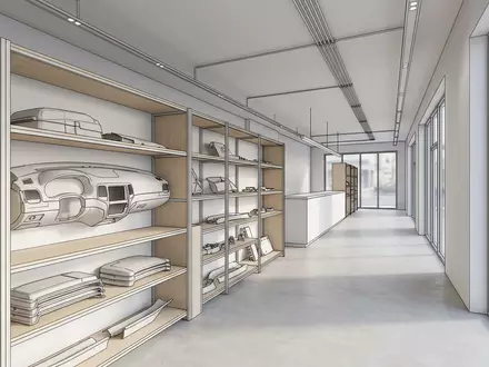 Architektur-Render im Autoteilehandel mit Armaturenbrett zum Thema Faurecia Innenraumteile, ISIN FR0000121147, neutrales Tageslicht - Foto: THN