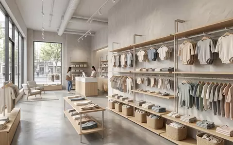Architektur-Render im Babyfachgeschäft mit Babykleidung zum Thema H&M Babykleidung, ISIN SE0000106270, neutrales Tageslicht - Foto: THN