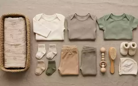 Flatlay-Arrangement rund um Babykleidung zum Thema H&M Babykleidung, ISIN SE0000106270, weiches Oberlicht - Foto: THN