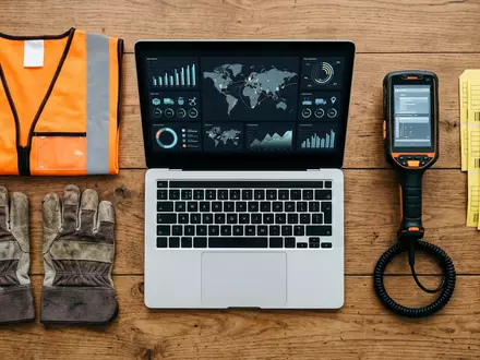 Flatlay-Arrangement rund um Sendungsverfolgung zum Thema Hapag-Lloyd Tracking, ISIN DE000HLAG475, weiches Oberlicht - Foto: THN