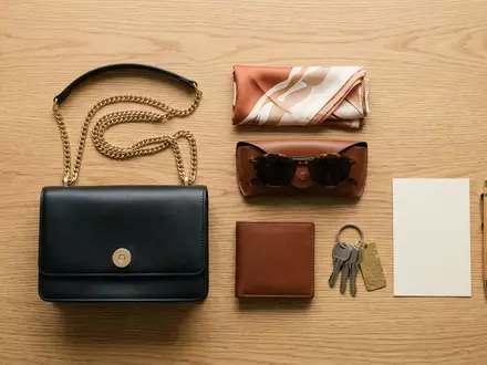 Flatlay-Arrangement rund um Schultertasche zum Thema Gucci Dionysus Bag, ISIN FR0000121485, weiches Oberlicht - Foto: THN