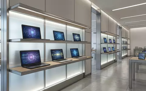 Architektur-Render im Elektronik-Fachmarkt mit Sicherheitssoftware zum Thema Norton 360, ISIN US3687361044, neutrales Tageslicht - Foto: THN
